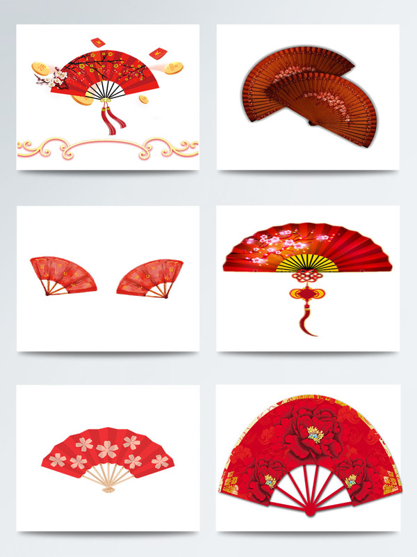 中国红扇子图案合集