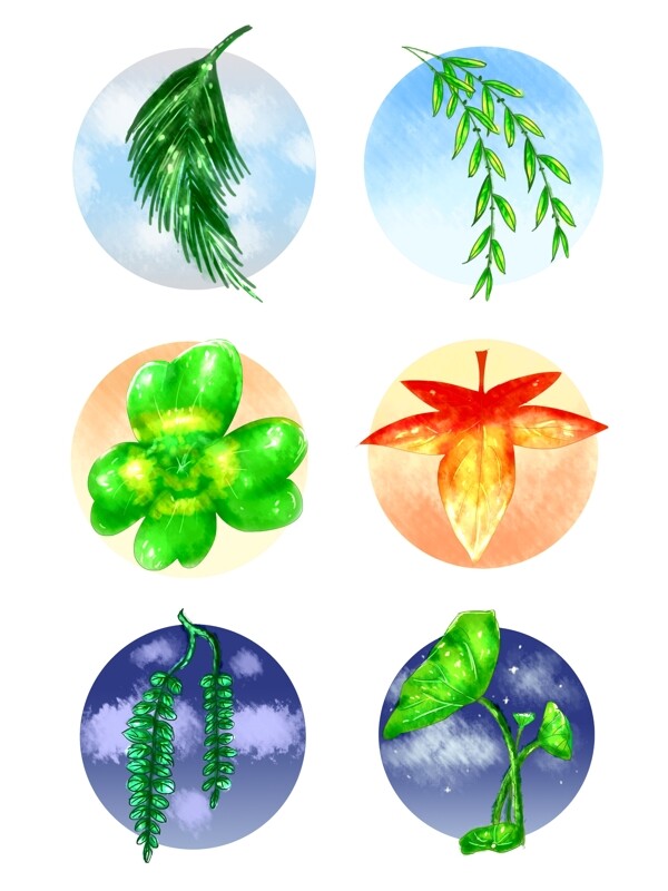 植物元素绿色小清新童话风格手绘风