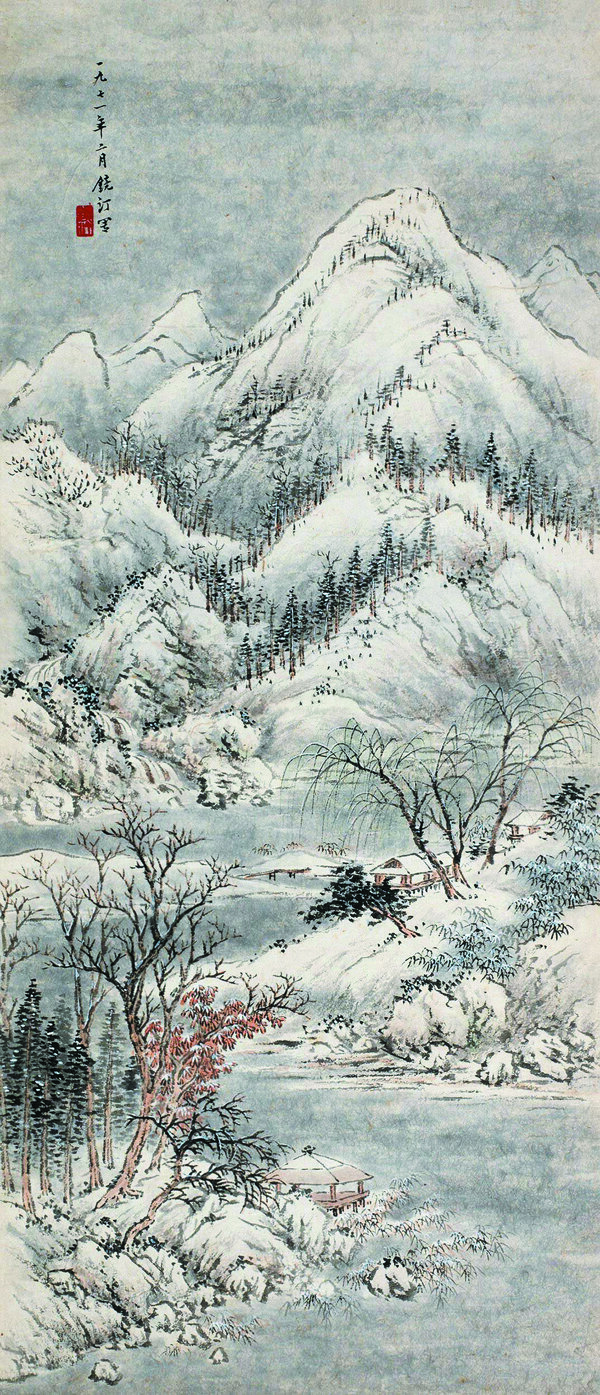 山中雪景图片