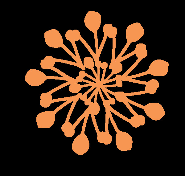 手绘水彩橘色花朵免扣素材合集
