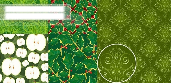 5款绿色植物花纹平铺背景矢量素材