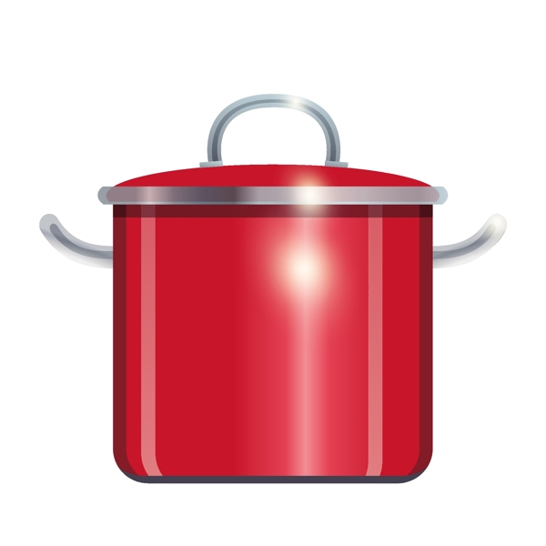 厨房用品红色汤锅矢量元素