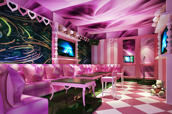 室内设计3D效果图粉色系KTV包间庆祝派