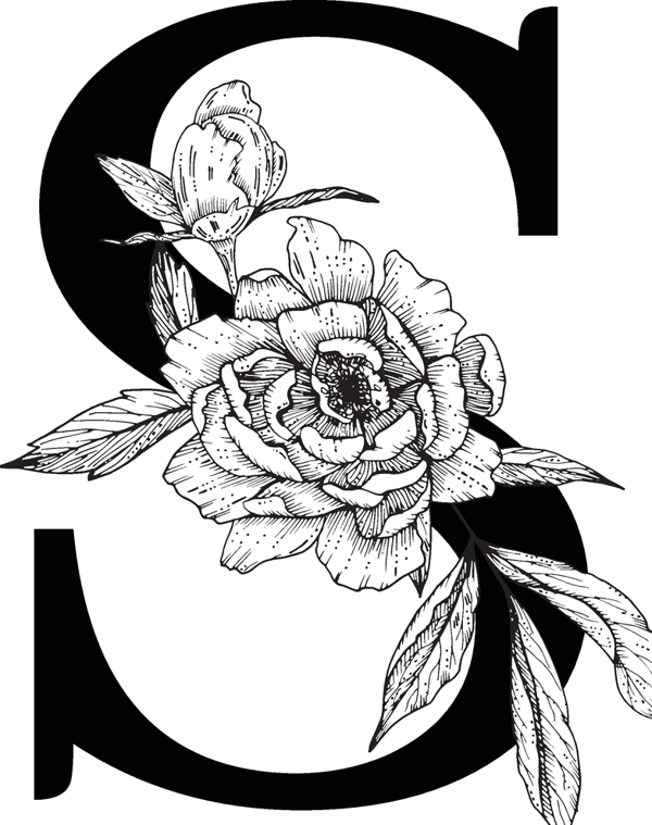 花卉装饰字母字母S