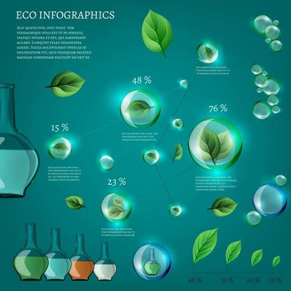 水滴与植物环保设计矢量素材