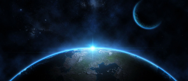 蓝色科技地球banner背景素材