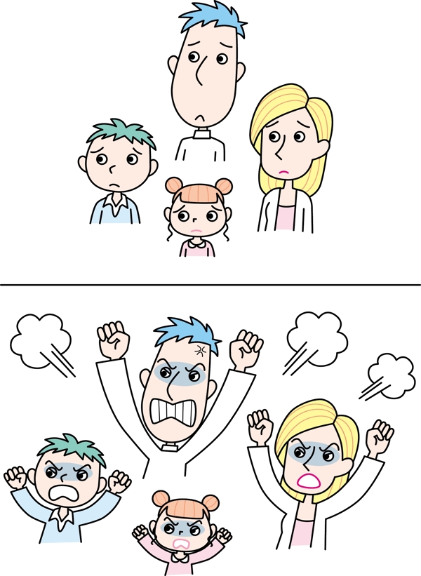 卡通家庭一家人表情图片