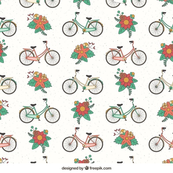 自行车和花的图案