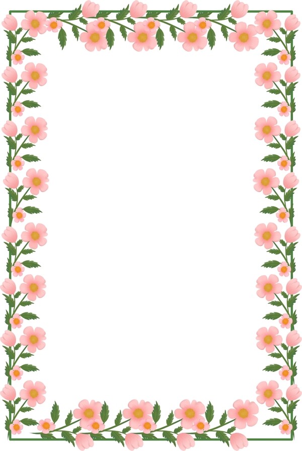手绘唯美粉色花朵边框