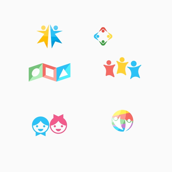 彩色创意的儿童logo设计素材
