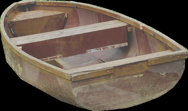 残旧无桨小木船PNG元素