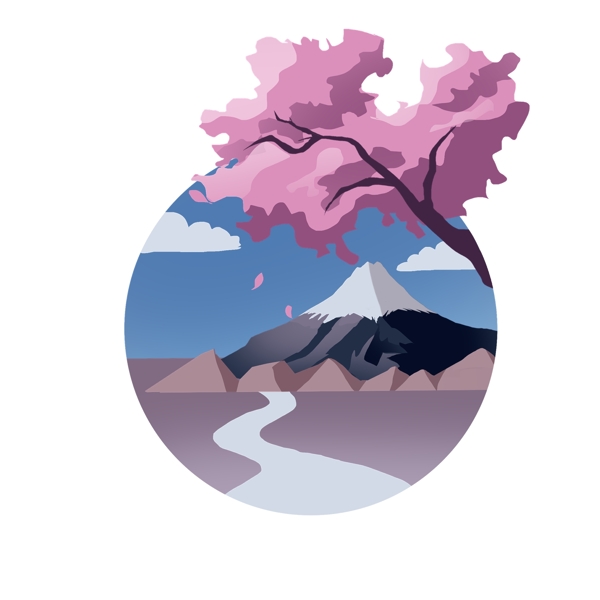 日本富士山的插画