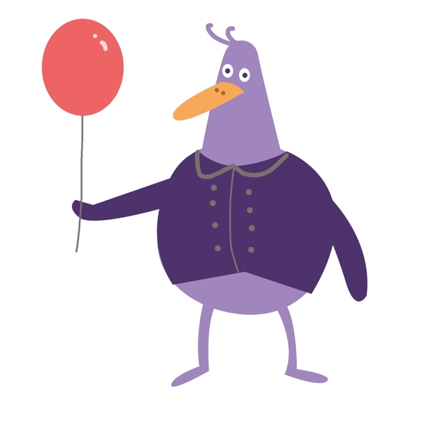 拿着气球紫色鸭子