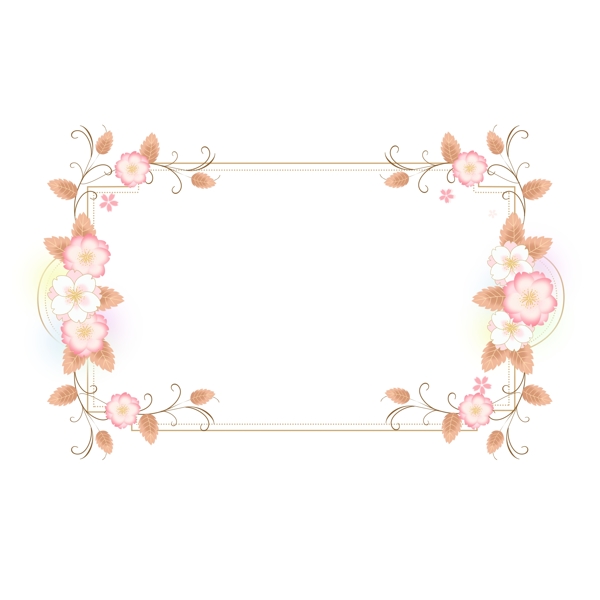 手绘卡通樱花浪漫花卉植物边框欧式粉色