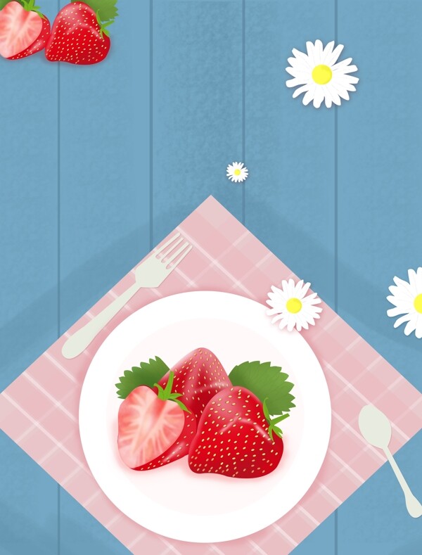 夏天你好草莓季插画背景