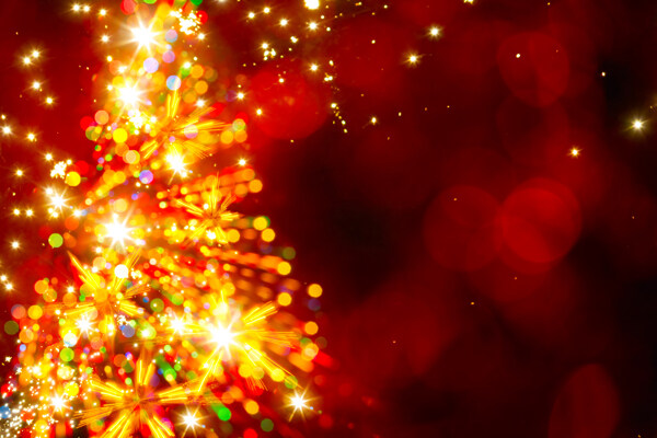 红色烟花圣诞树背景图片
