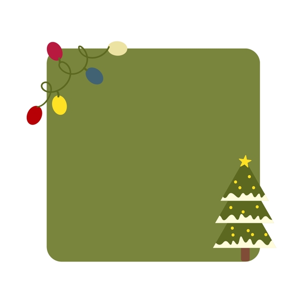 圣诞节绿色手绘节日边框