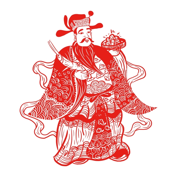 中国风装饰财神爷透明素材
