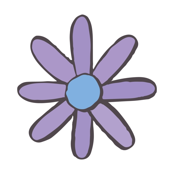 紫色七瓣卡通花朵
