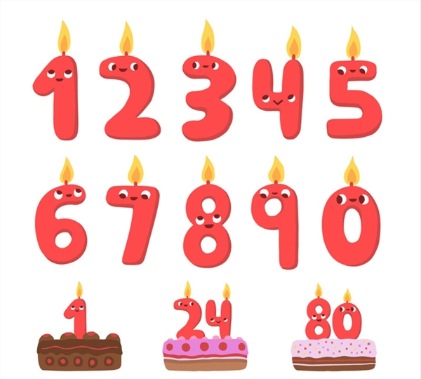 3款卡通生日蛋糕和10款数字