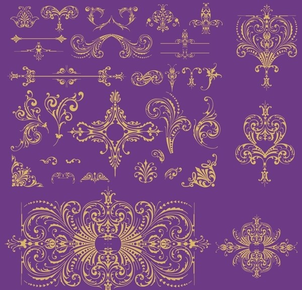 紫色花纹花边素材图片