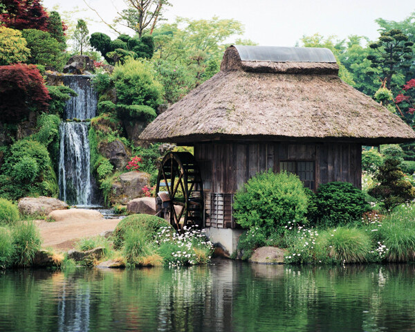 小屋流水风景壁纸