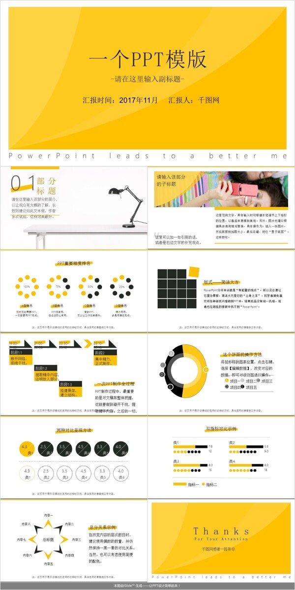 简约多功能工作汇报ppt模板免费下载