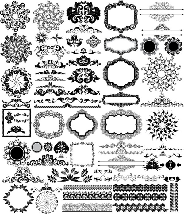 黑色花边边框设计矢量素材