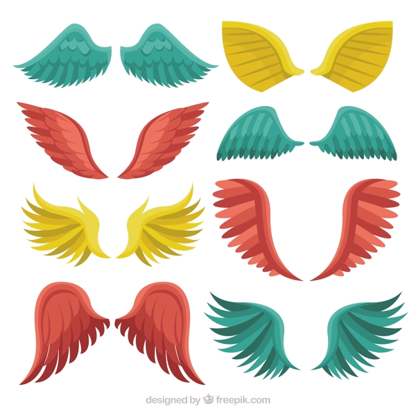 不同的彩色翅膀矢量素材