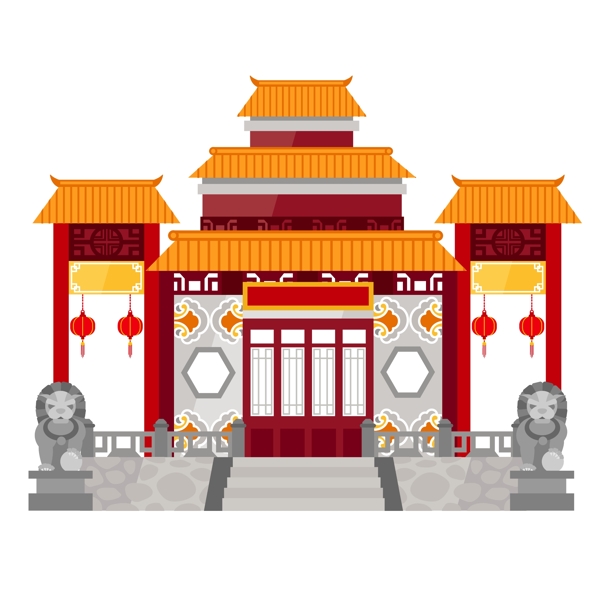中国传统特色建筑插画