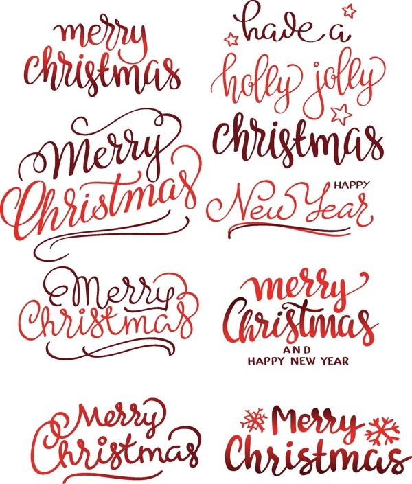 手写红色英文的圣诞标签