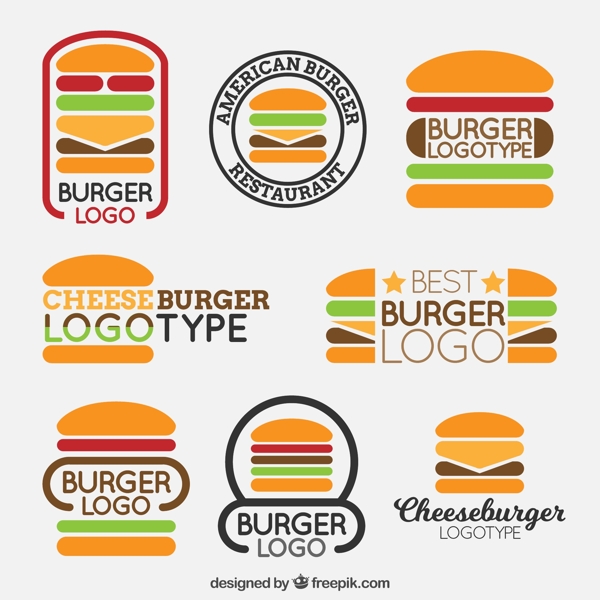 不同种类的汉堡标志图标