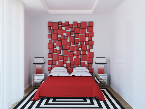 红色风格卧室装修设计图片