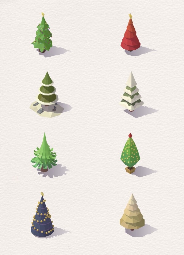 小清新几何圣诞树装饰图案设计
