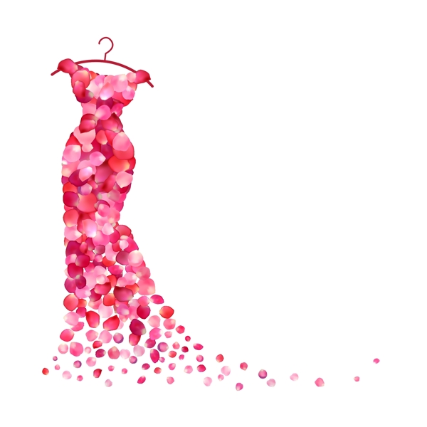裙子玫瑰花瓣组合海报唯美设计素材