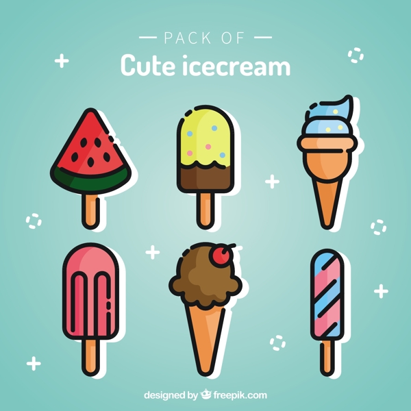 彩色美味冰淇淋平面设计素材