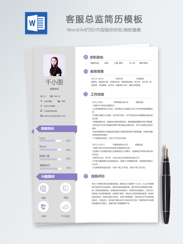 客服总监个人简历模板
