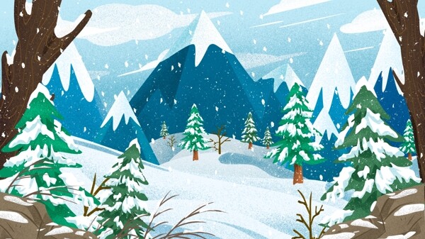 唯美冬季树林雪景背景素材