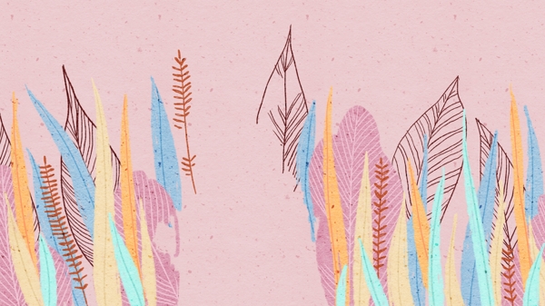 粉色可爱植物叶子背景素材图