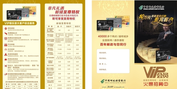 邮政储蓄银行VIP金卡折页