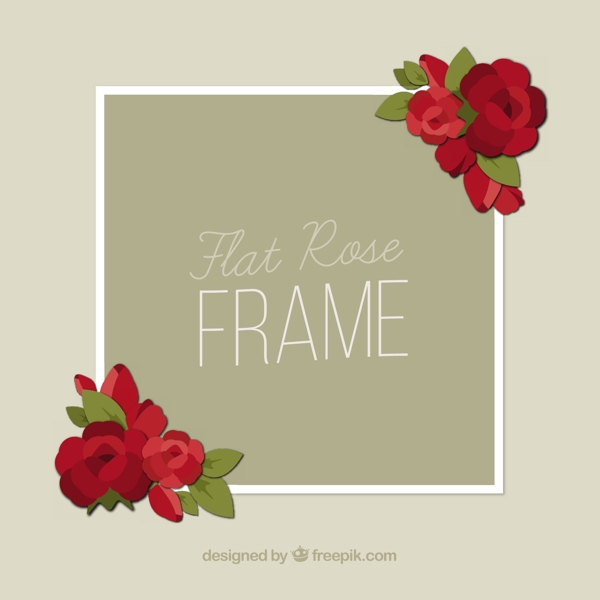 红玫瑰点缀边框花边平面设计素材