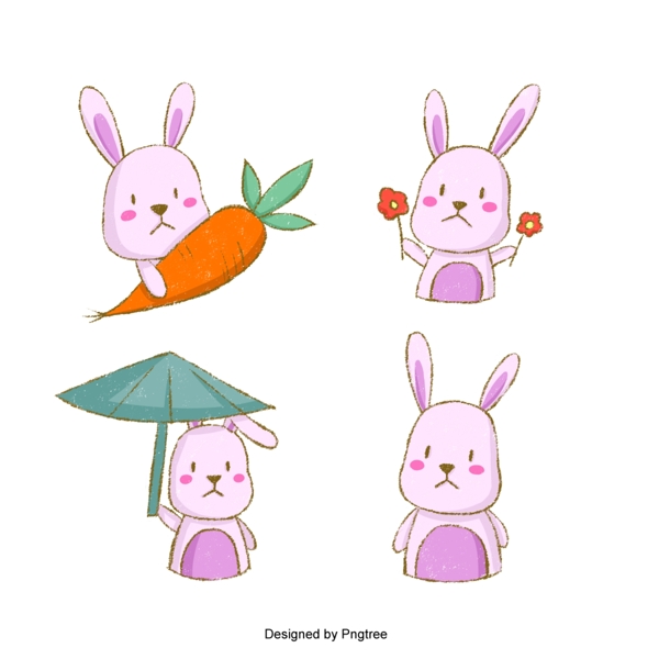 可爱的卡通粉红兔子