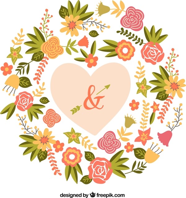 彩色花卉婚礼海报