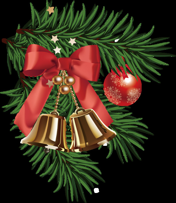 圣诞松枝铃铛装饰元素
