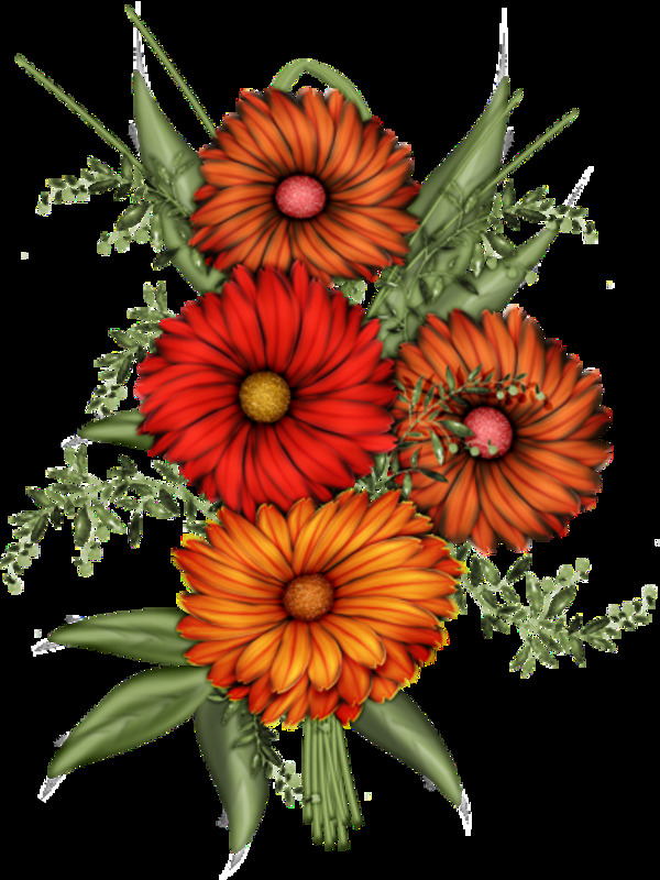 文艺深色花朵手绘菊花装饰元素