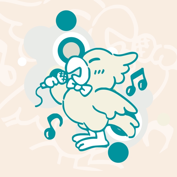 印花矢量图可爱卡通卡通动物小鸟音符免费素材