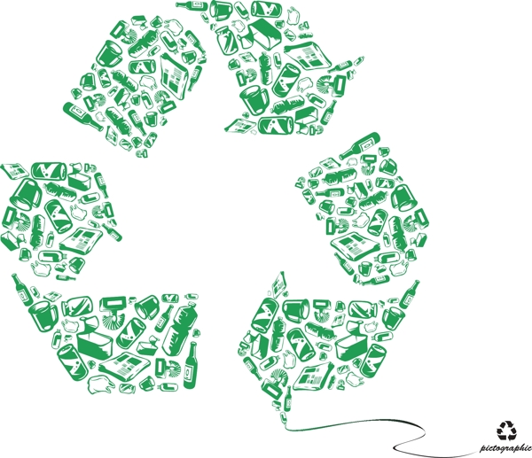 绿色环保插画回收标志