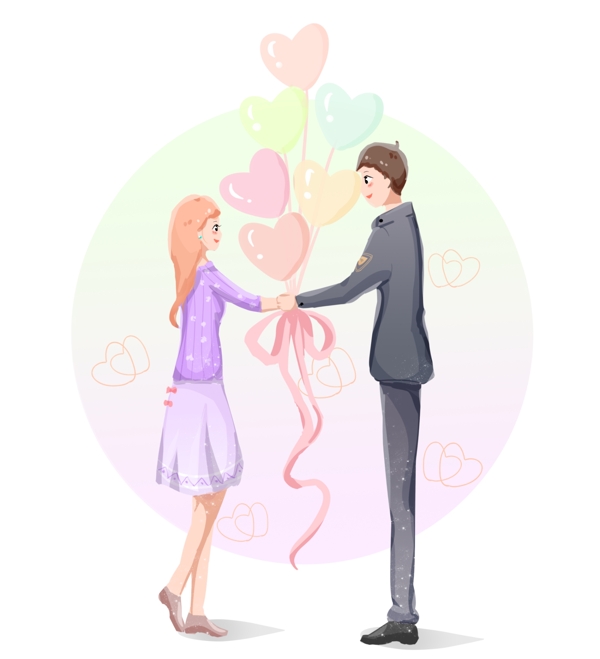 情人节人物和气球