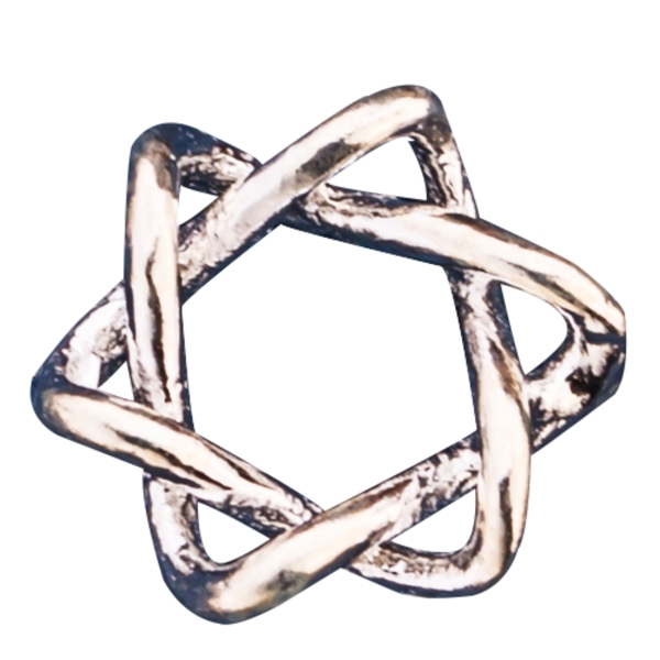 实物摄影图一个金属六角星形状装饰物免扣元素