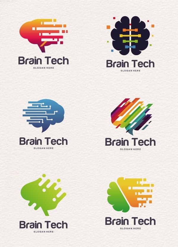 彩色科技大脑标志图片